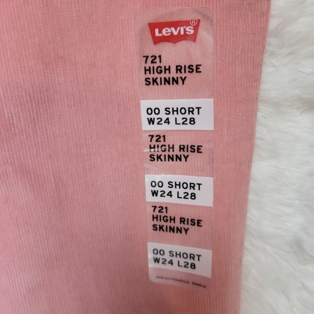Levi's 721 Pink‎ Corduroy Jeans - W24 L28 - Picture 4 of 6